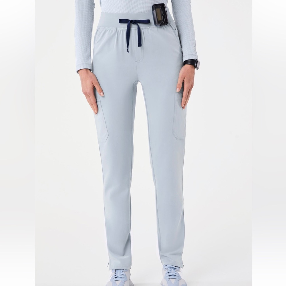 Figs high waisted yola pants - dusty blue